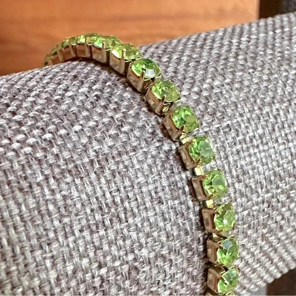 Green Peridot CZ 18K Gold Stainless Steel Tennis Bracelet August Birthstone - Picture 3 of 7